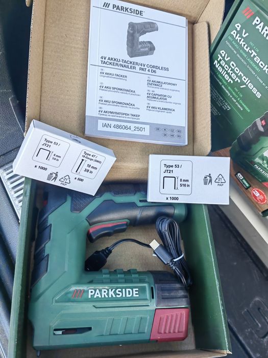 Акумуляторний степлер Parkside PAT 4 6D /аккумуляторный