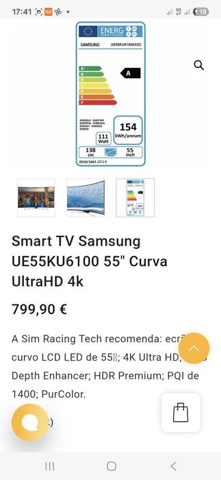 Smart TV Samsung UE55KU6100 55″ Curva UltraHD 4k ecra com mazela