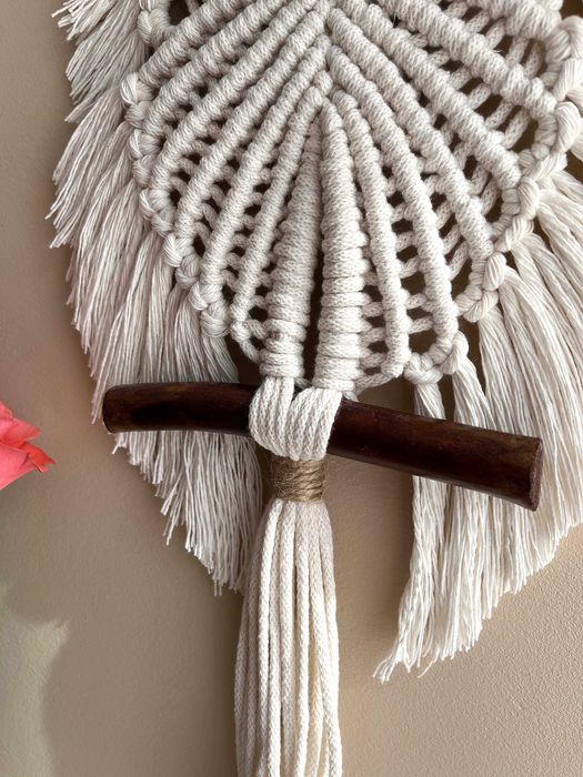 Makrama Biała Sówka - niebieski oczy