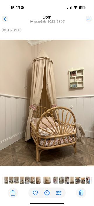 Łóżeczko rattanowe dla dziecka, handmade