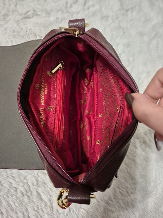 Piękna bordowa torebka Massimo Contti