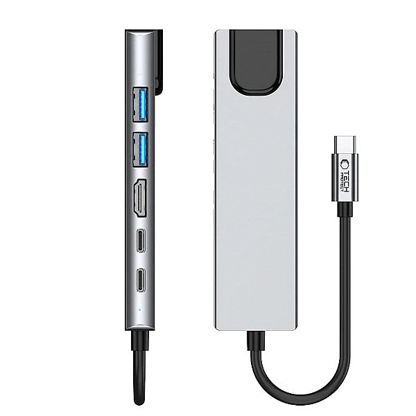 Tech-Protect Hb02 Hub Adapter 6In1 Type-C + Usb2.0 + Usb3.0 + Hdmi 4K