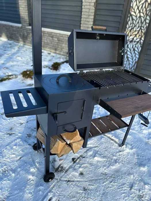 Мангал-гриль 3 в 1 з пічкою! Мангал для шашлику та казана! Мангал 4 мм