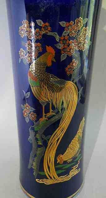Винтажная Китайская ваза кобальт с изображением жар птицы