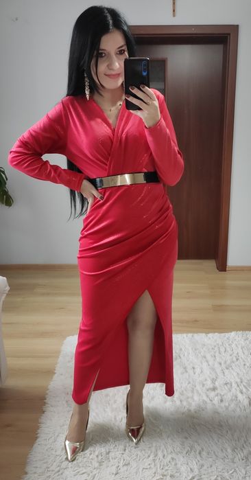 Sukienka długa maxi welur błyszcząca święta wigilia sylwester