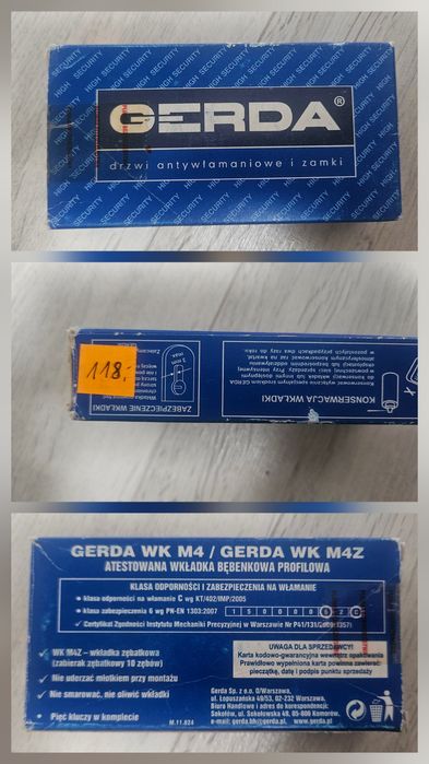 Zamek wkładka GERDA srebrna satyna  L30/35