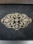 Alfinete Pregadeira Broche Ouro Português Prata e Diamantes Talhe Antg