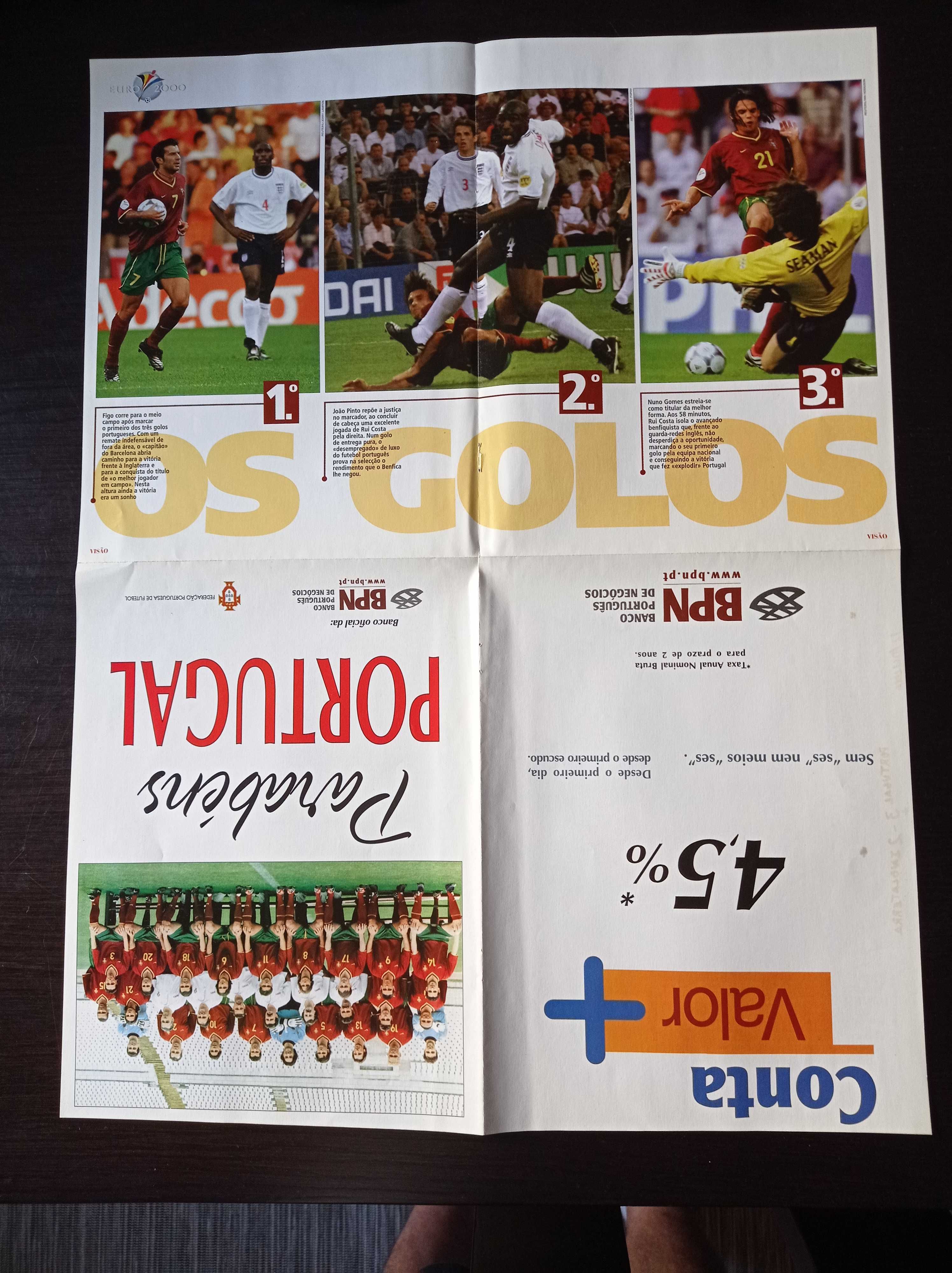 Poster de futebol de Portugal 2000 - jogo com Inglaterra