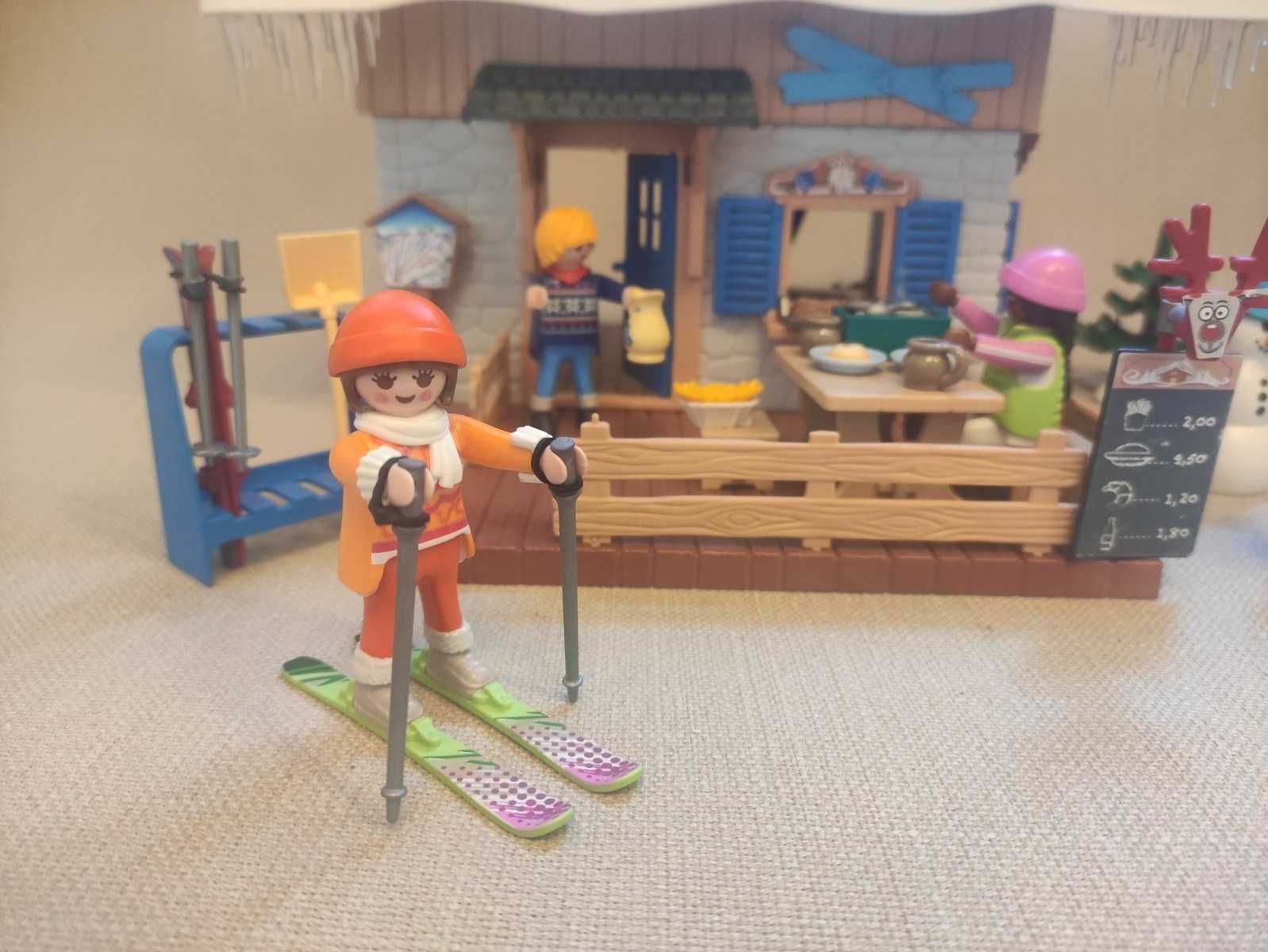 Playmobil zimowa chatka 9280 + auto z boxem dachowym 9281