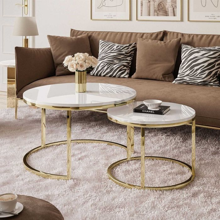 Stolik 2 w 1 Złoty Chrom Połysk ! buenodesign.pl