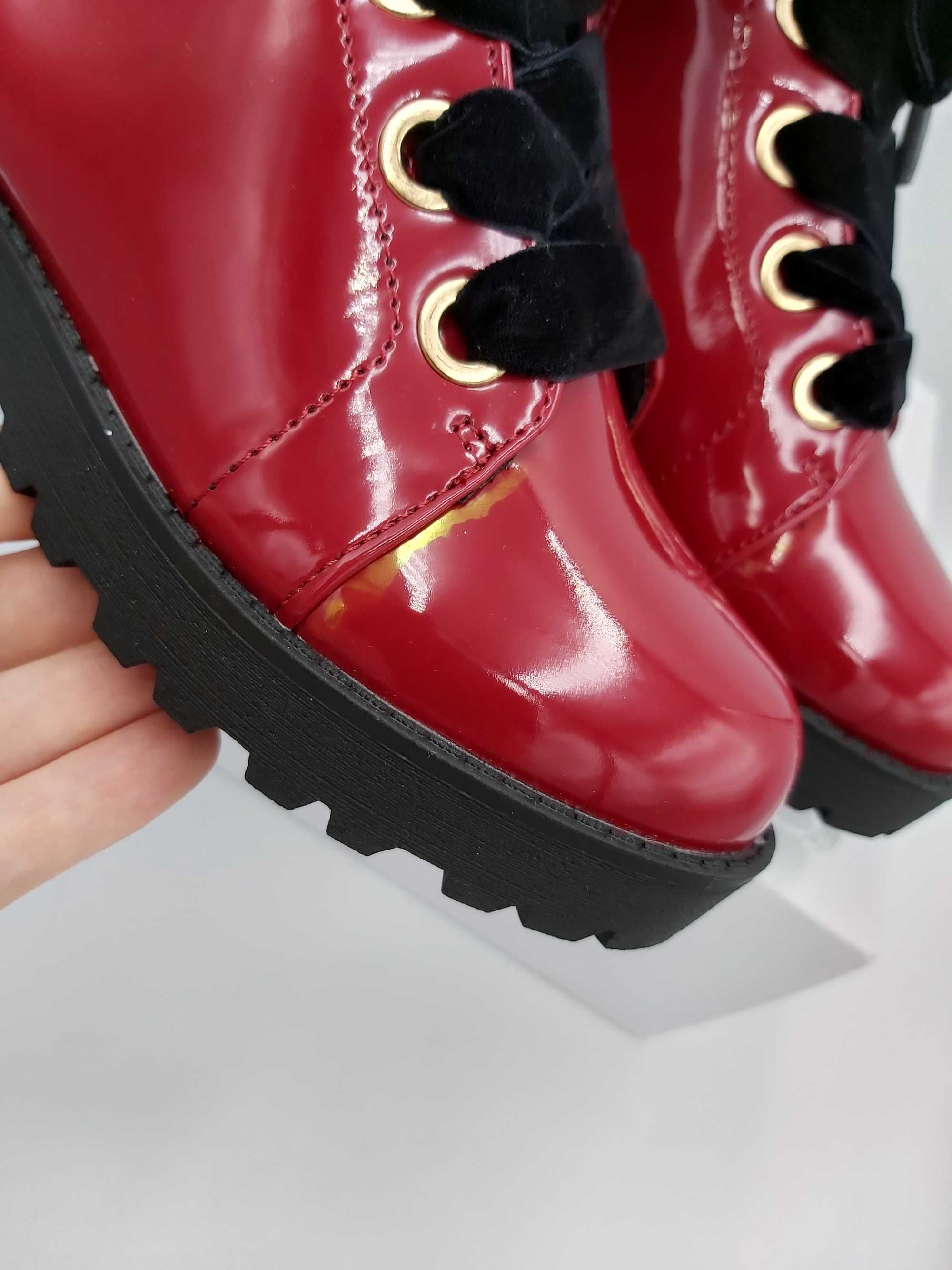 Nowe buty GUESS glany czerwone lakier kozaki botki rozmiar 32
