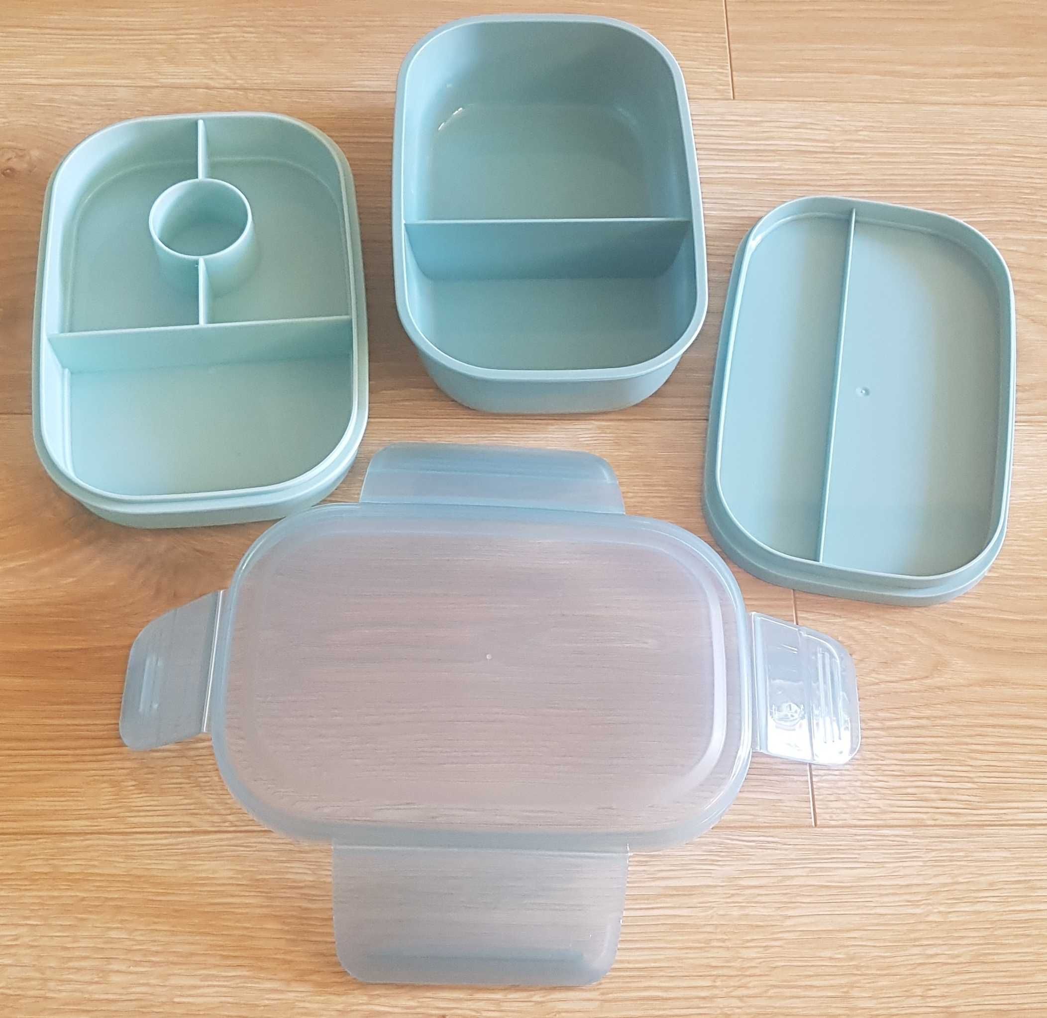 Pudełko lunchbox z przegródkami NOWE pojemność 1650ml z uszczelnieniem