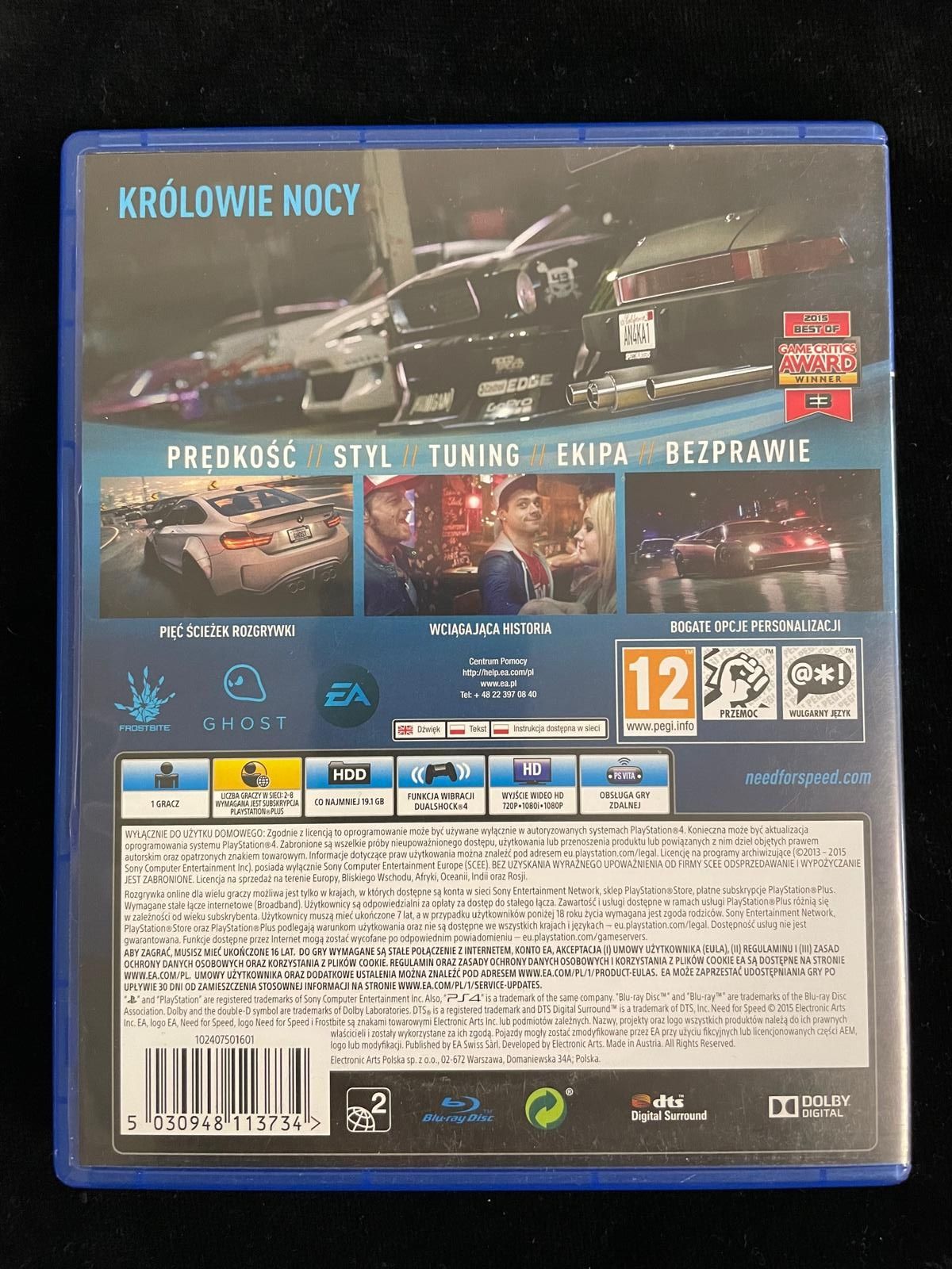 Need For Speed 2015 PL NFS po polsku PS4 i PS5 Gra w BDB Stanie