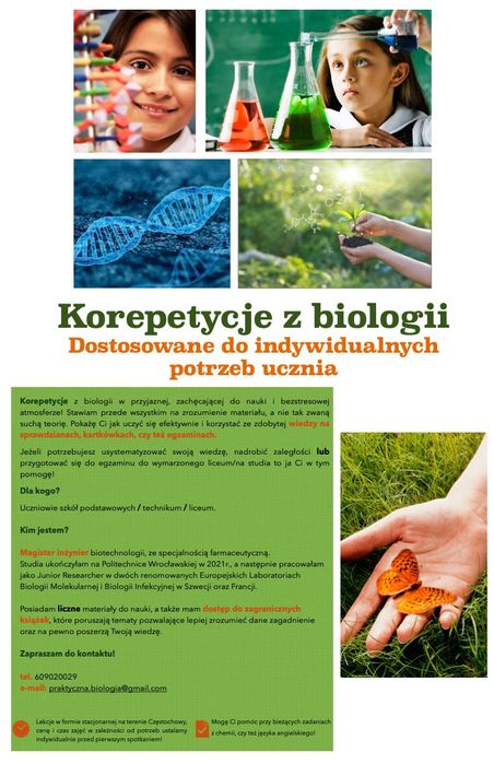 Korepetycje z biologii oraz chemii