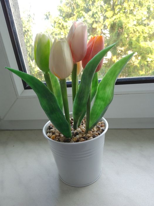 Kwiaty tulipany dekoracja w doniczce