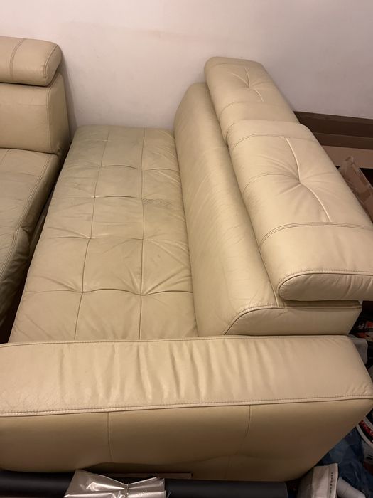 Sofa skórzana w kształcie litery L--Black Red White