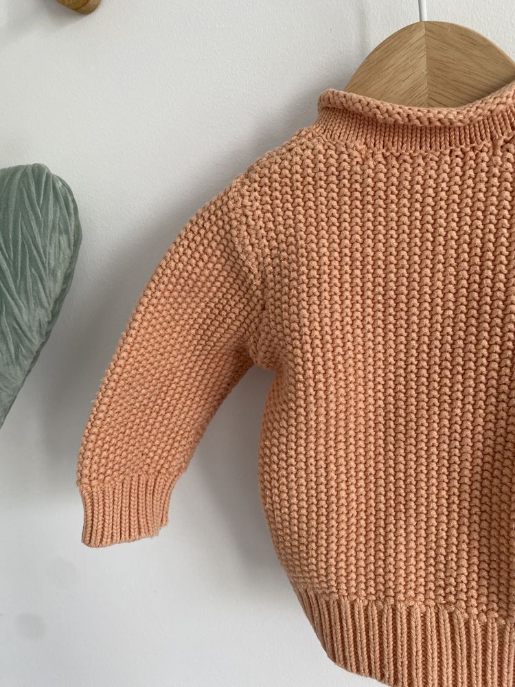Sweter morelowy 56 na guziki jak newbie bawełna