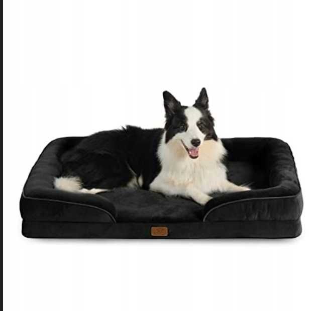 BEDSURE Ortopedyczne Legowisko Sofa Dla Dużych Psów 106x80 cm Czarna