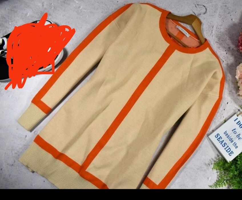 Sweterek pomarańczowo beżowy śliczny 44