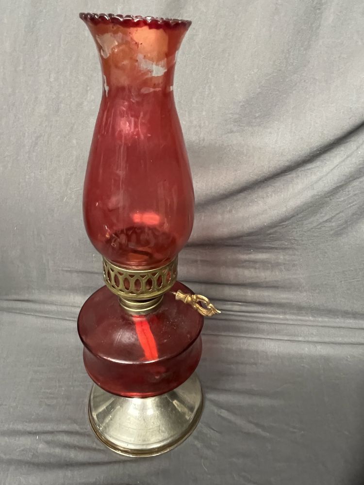 Lampa naftowa szkło Stylowe przedmioty
