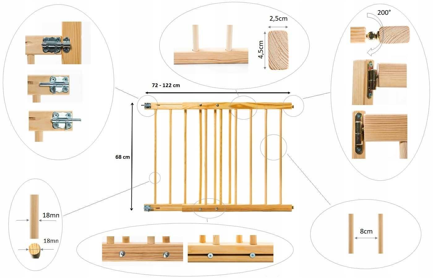 Bezpieczna Bramka: 72-122cm Ochrona DZIECKA