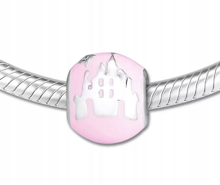 charms do pandora srebro s925 zamek pałac Disney różowy beads
