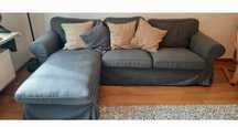 Sofa Ikea Ektorp cinza / azul, 3 lugares, com chaise-lounge