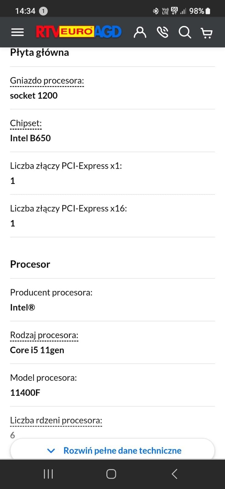 Acer Nitro 50 N50-620 i5-11400F - 16GB RAM