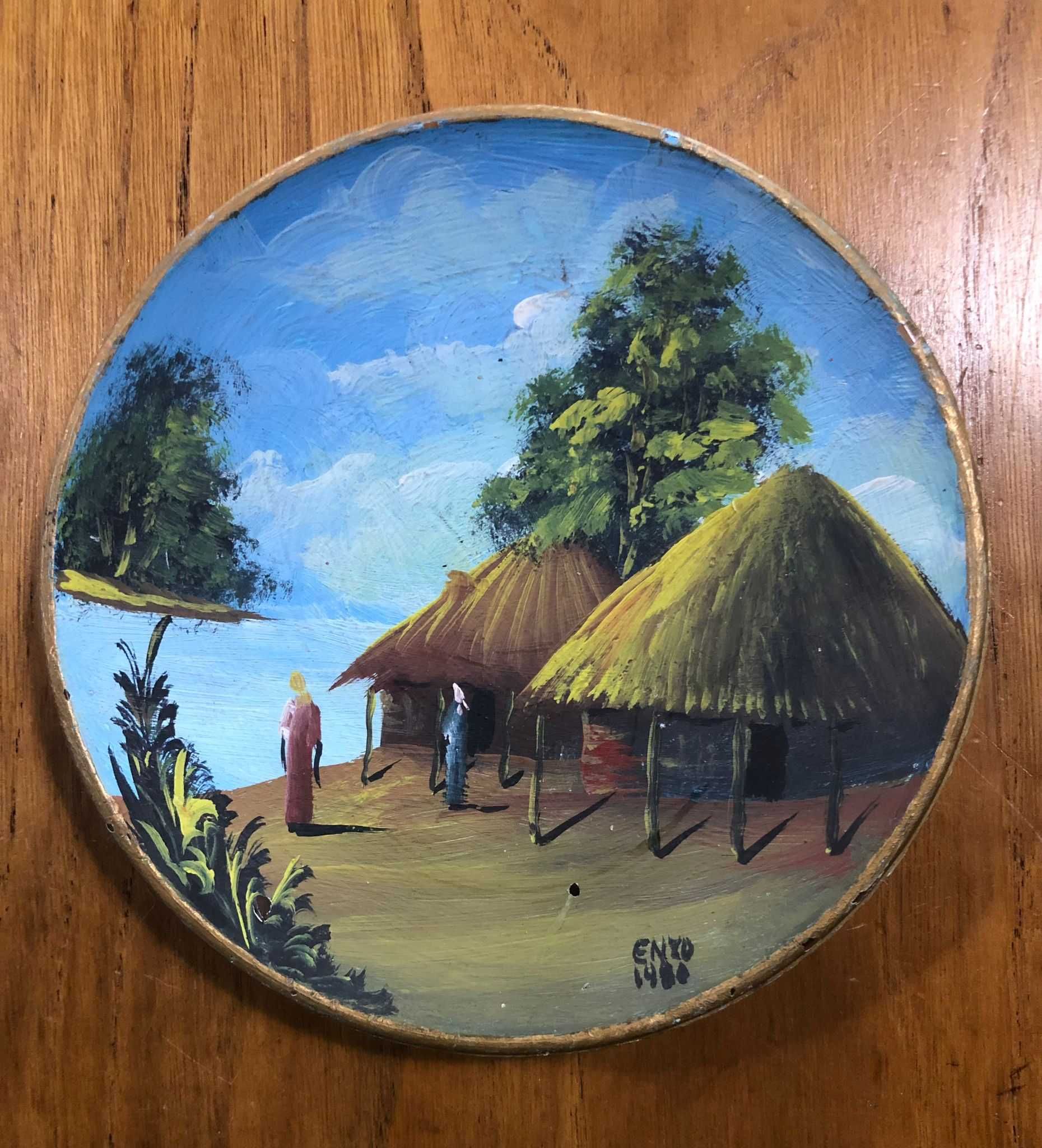 Prato Pintado à Mão com motivo africano - Enzo 1980