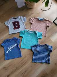 Zestaw koszulek 74 6-9 niemowlęce chłopięce lato T-shirt krótki rękaw