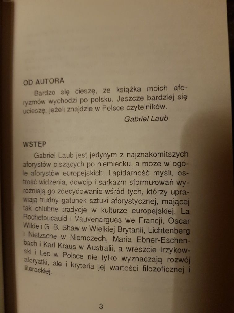 Gabriel Laub Myślenie psuje charakter Aforyzmy Wrocław 1993