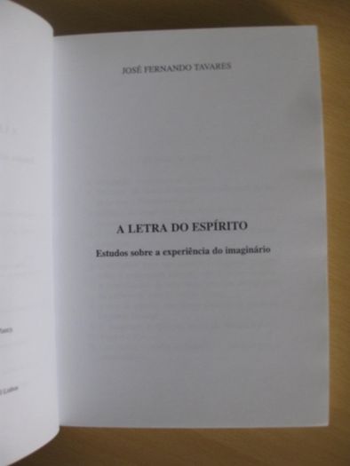 A Letra do Espírito de José Fernando Tavares
