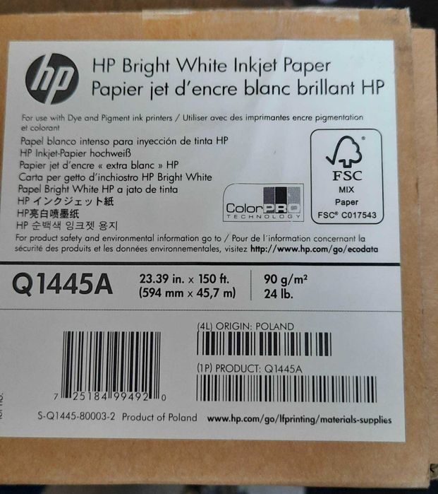 Papier do plotera na rolce HP Bright White Inkjet Q1445A
