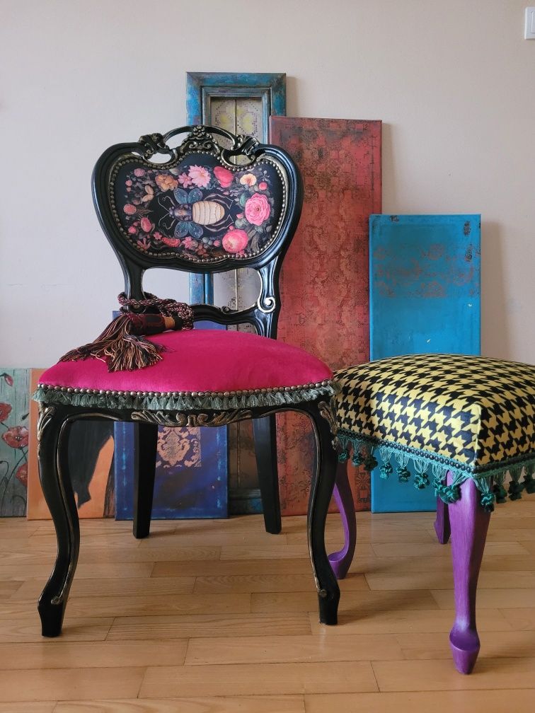 Pufy, podnóżki vintage w stylu boho