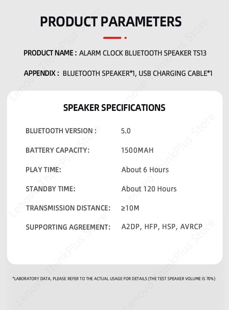 Despertador inteligente e coluna Bluetooth Lenovo Thinkplus ts13 NOVO