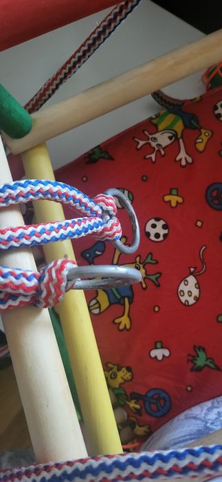 Huśtawka drewniana z poduszką na haki lub drążek domowa ogrodowa