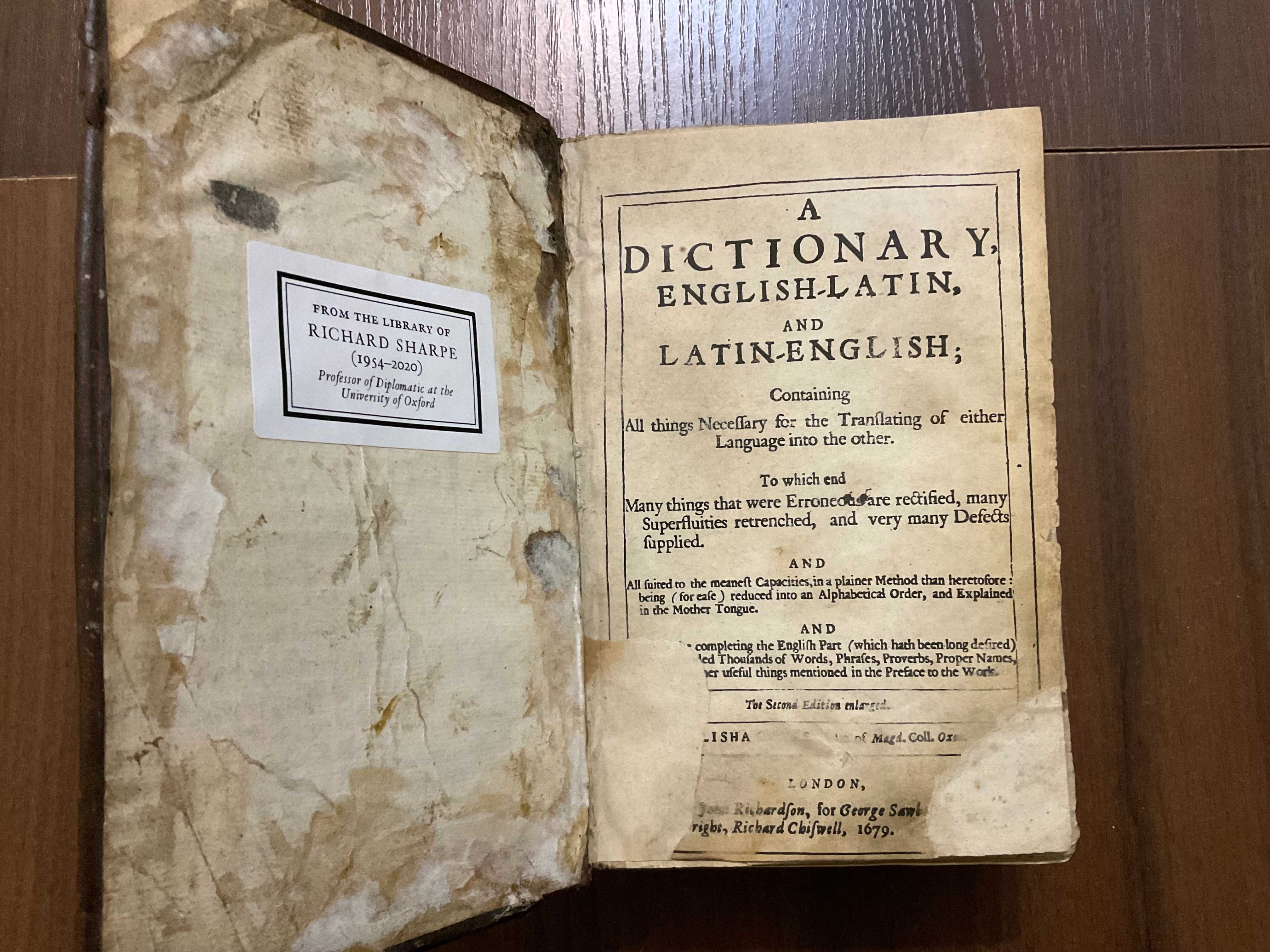 Лондон 1679 Словник англійсько-латинський Стародрук