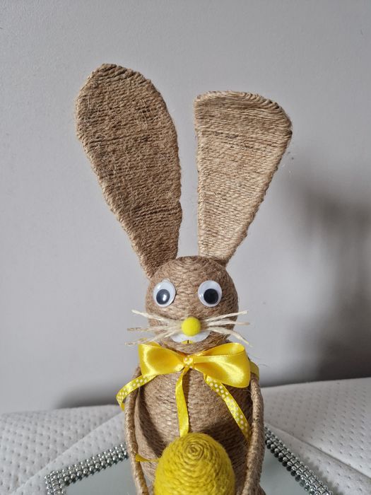 Zając wielkanocny ze sznurka święta ozdoba wielkanocna hand made