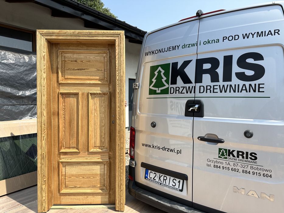 Drzwi lite drewniane szczotkowane postarzane olejowane z regulowaną