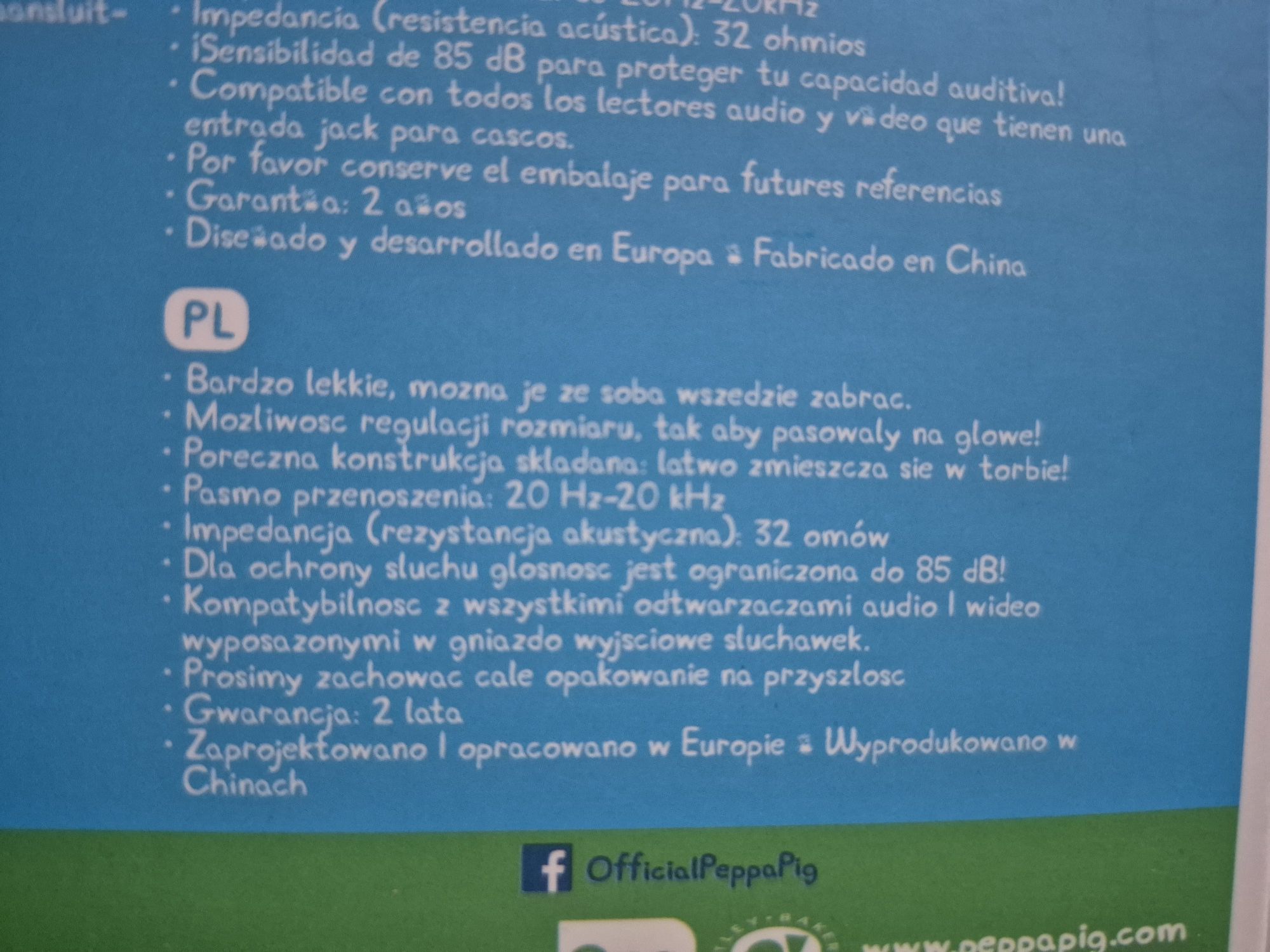 Słuchawki nauszne LEXIBOOK Peppa Pig HP015PP-00 Niebiesko-żółty
Kod: 2