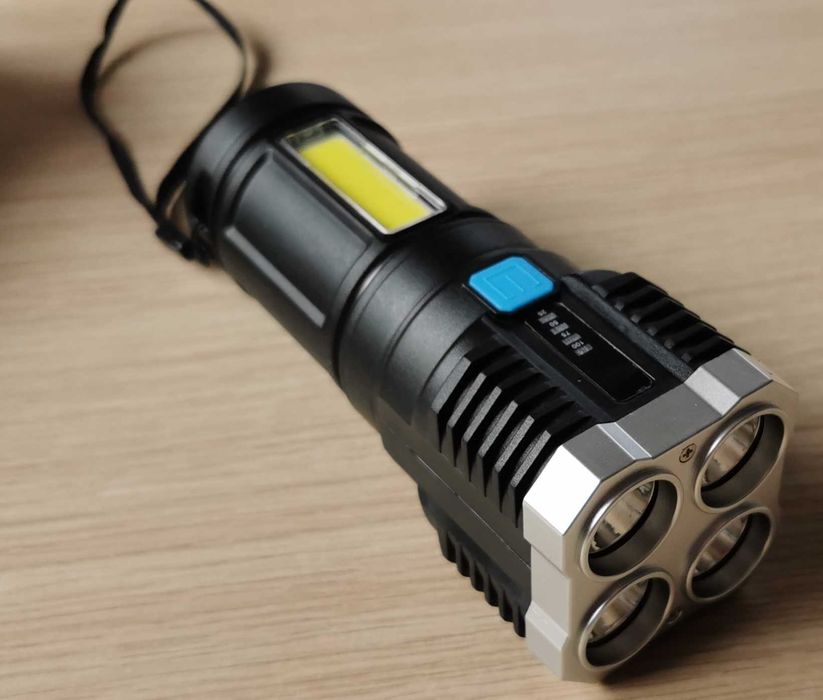 Latarka 4xLED USB wielofunkcyjna COB 10W na akumulator ładowana - nowa