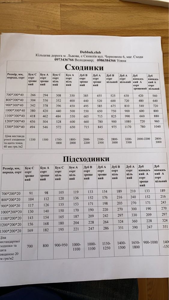 Сходинка бук, дуб від 420грн. Ступеньки, ступень , сходи