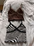 2 Topy H&M xs brzowe i w zebrę