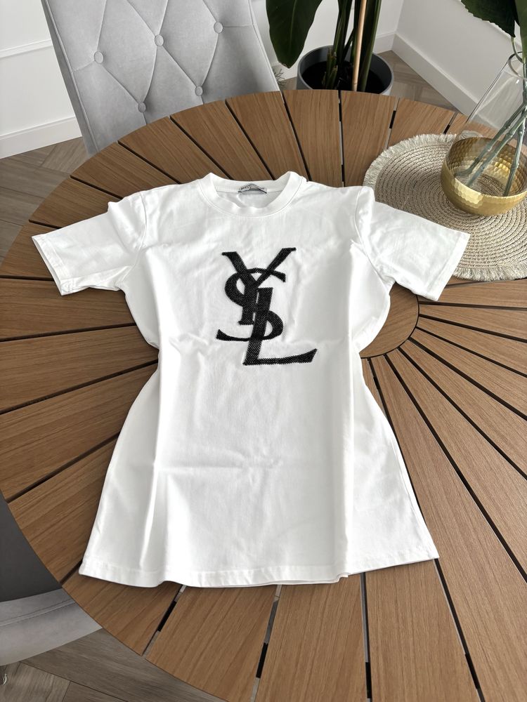 T shirt ysl piekny ozdobny napis rozm  uniwersalny