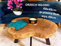 Stolik kawowy 68x45cm plaster drewna loft orzech włoski