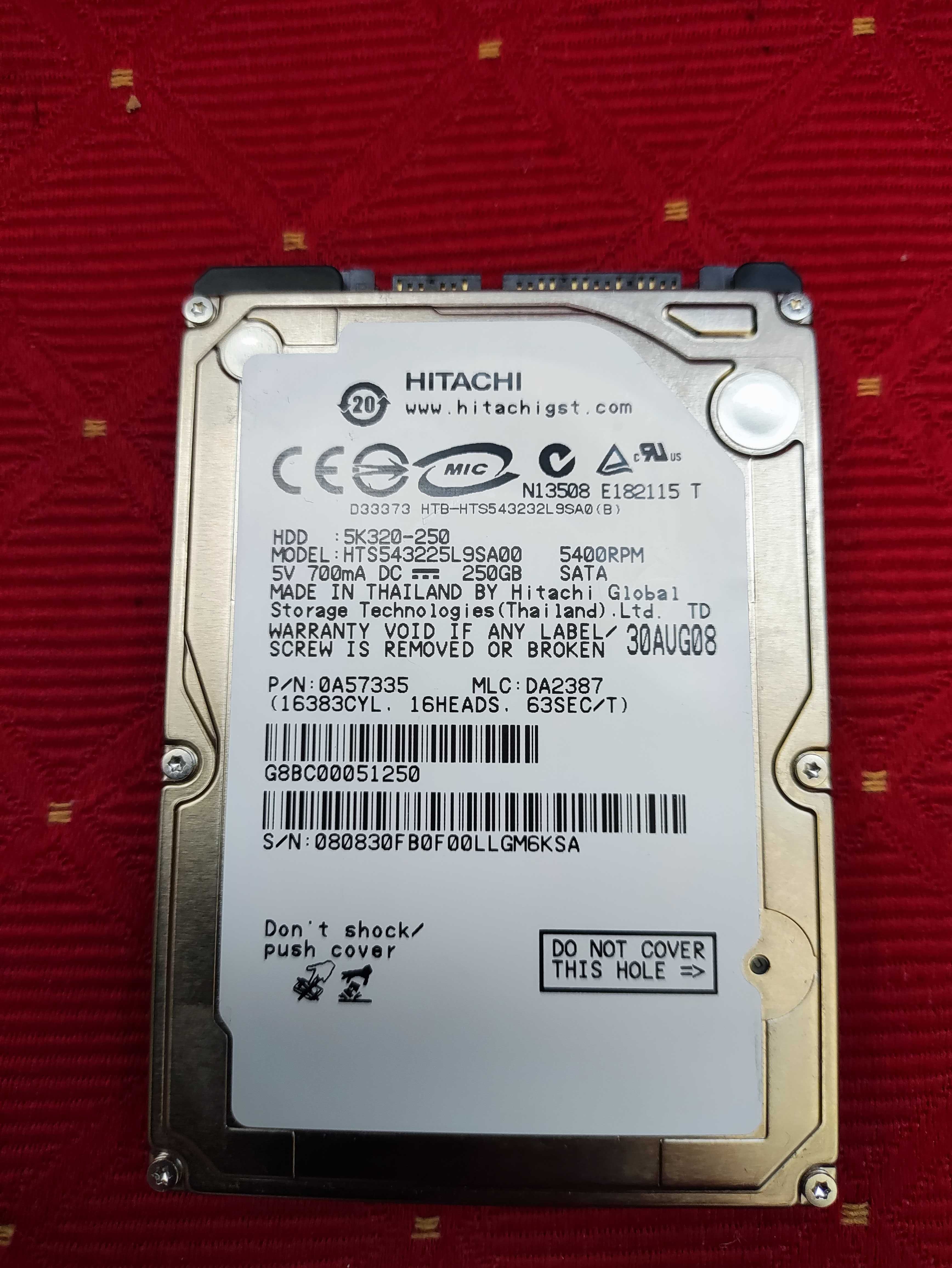 Dysk Twardy HDD 250 GB Hitachi SATA do Laptopa PC Komputera 2,5 cala
