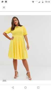Asos Sukienka Żółta Plus Size rozmiar 50 cekiny22