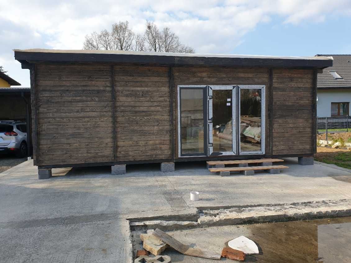 Domek drewniany Modułowy ściana 44mm , kompletny gotowy do użytkowania
