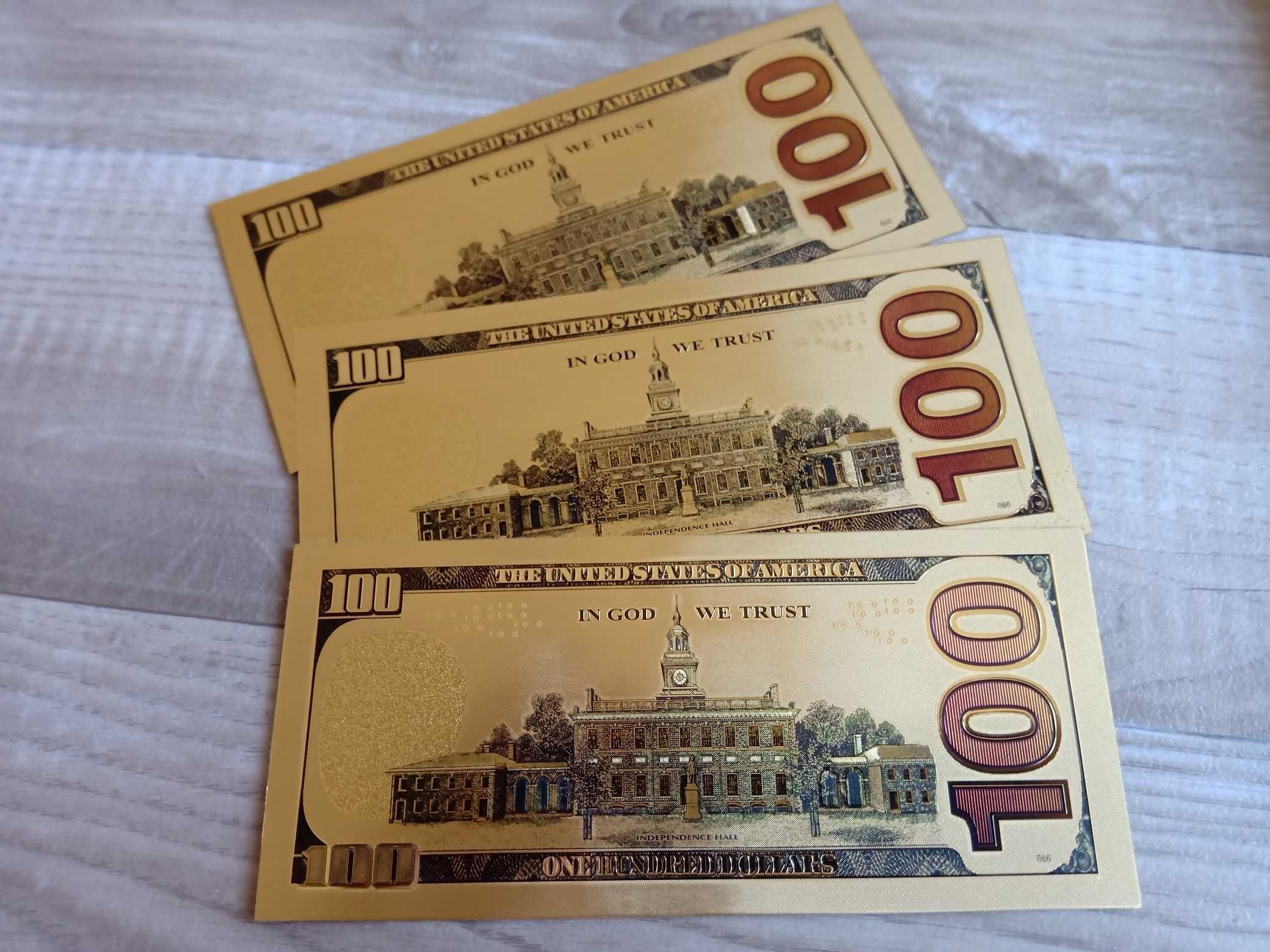 100 dolarów - złocony banknot, B. Franklin. Piękny. Taniej!