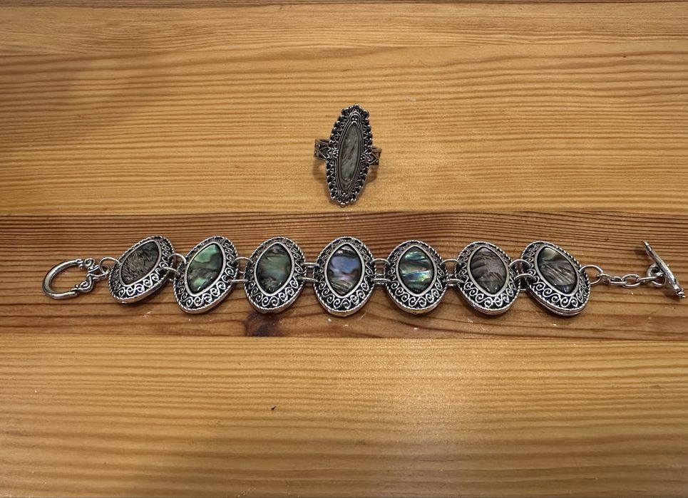 Галіотис (галиотис, халиотис). Кільце, браслет з галіотісом під срібло